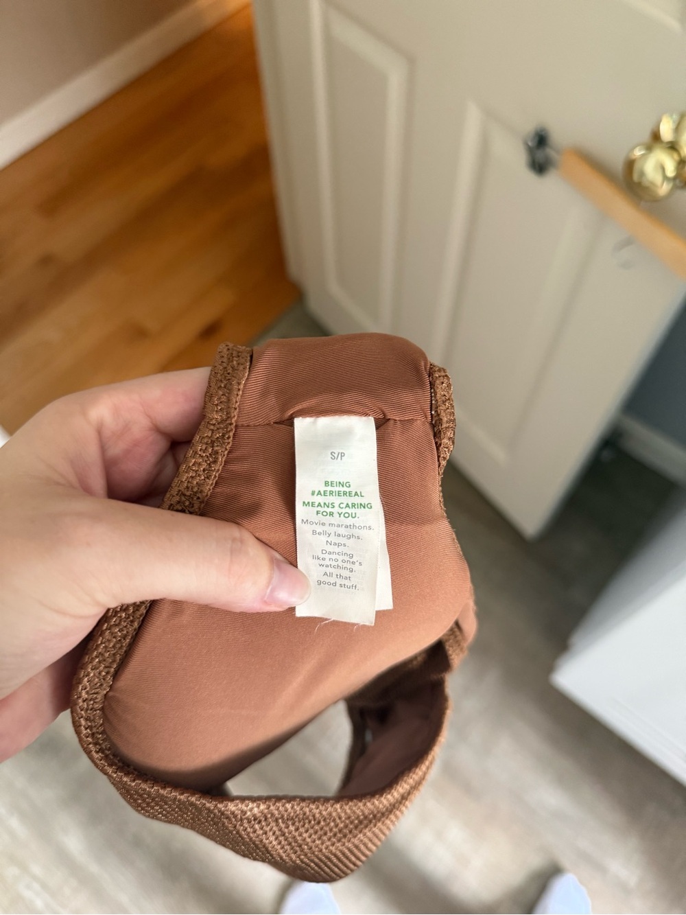 aerie Brown One-Shoulder Textured Bikini Set - Picture 6 of 7